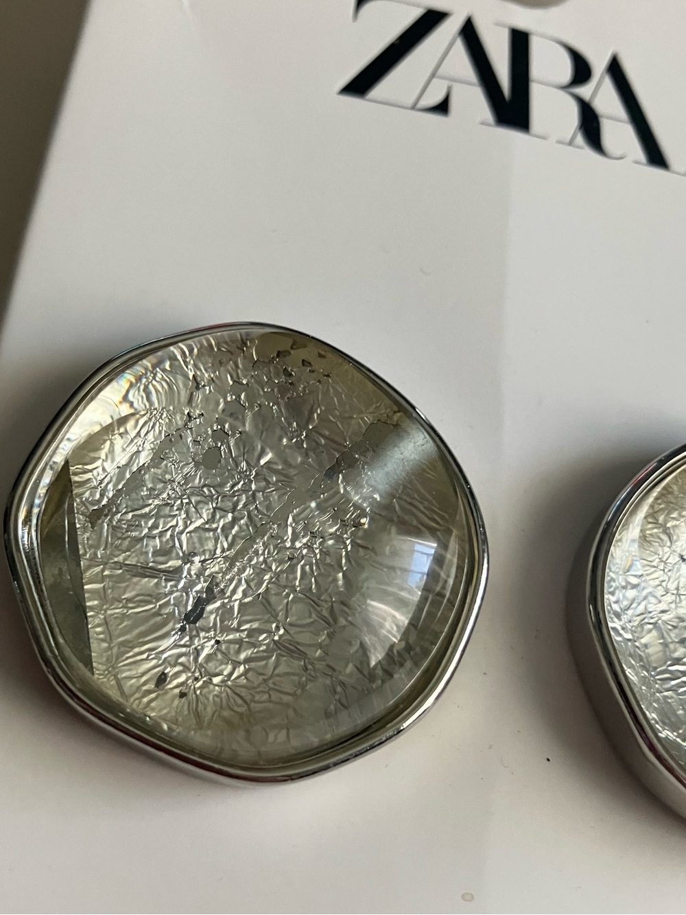 Zara Round Silvertone Earrings